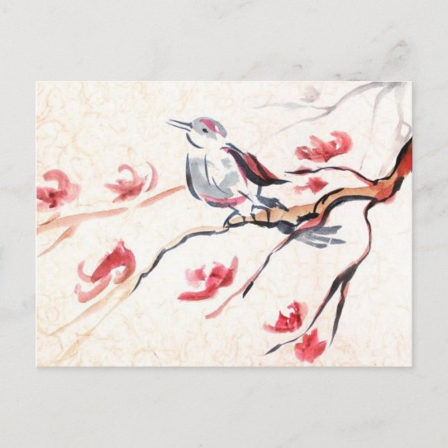 Carte Postale Chanter Arrière - plan d'oiseaux (Devant)