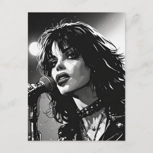Carte Postale Chanteur Goth Punk de style BD N&B des années 50