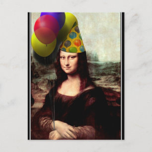 Carte Postale Chapeau de fête d'anniversaire de Mona Lisa