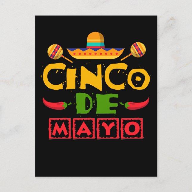 Carte Postale Chapeau de Fiesta Mexicaine Joyeux Cinco De Mayo (Devant)