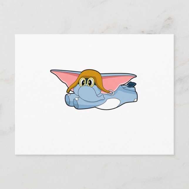 Carte Postale Chapeau de pilote éléphant (Devant)