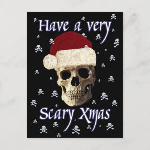 Carte Postale Chapeau drôle de crâne gothique Noël bizarre Xmas