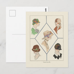 Carte Postale Chapeaux de femmes élégants Illustration française