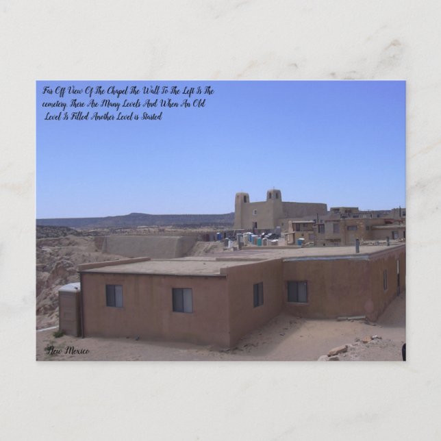 Carte Postale Chapelle Pueblo Avec Cimetière À Gauche (Devant)