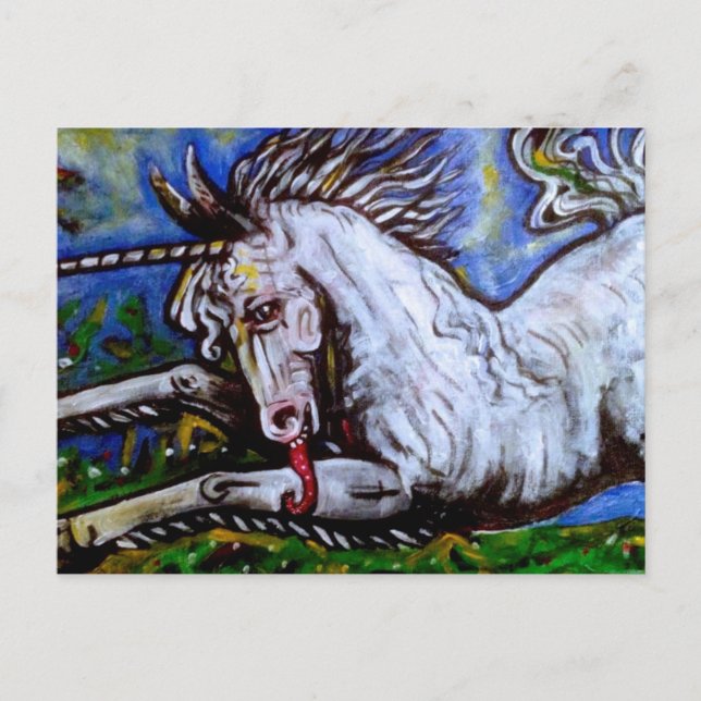 Carte Postale Chargement de la licorne. (Devant)