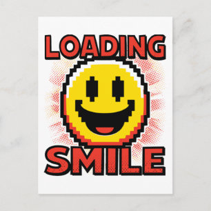 Carte Postale Chargement de Smile – Sourire rétro pixelisé 8 bit