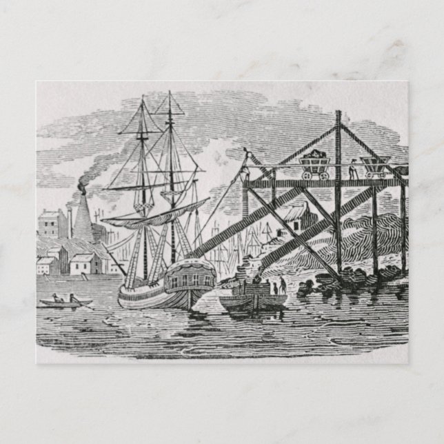 Carte Postale Chargement du charbon sur les navires-marchandises (Devant)