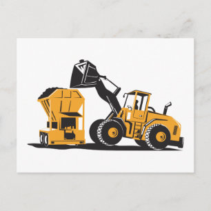 Carte Postale Chargeur frontal Digger Excavateur Rétro