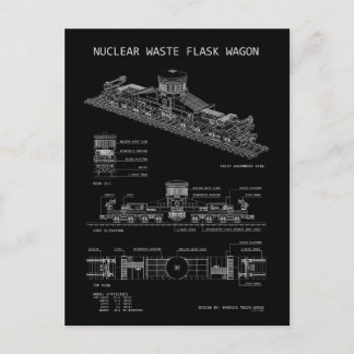 Carte Postale Chariot de flacon de déchets nucléaires PTW "Bluep