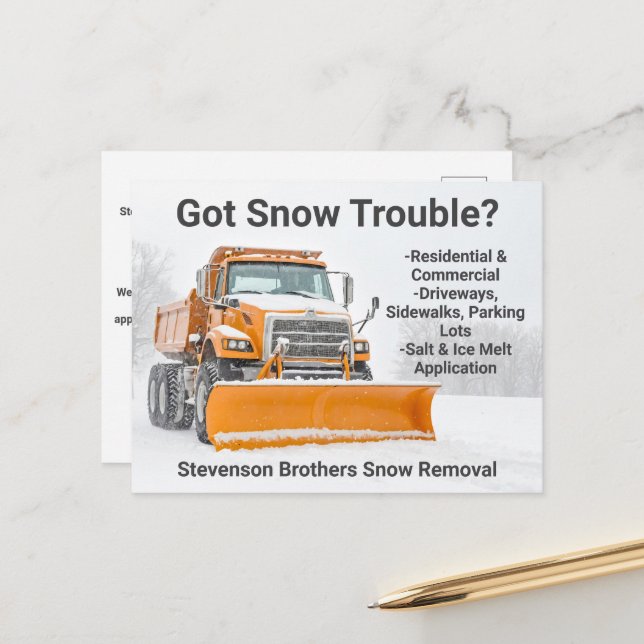 Carte Postale Chariot d'enlèvement de la neige Société moderne (Devant/Arrière en situation)