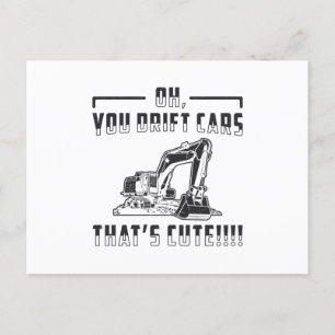 Carte Postale Chariot d'excavateur de construction voitures de d