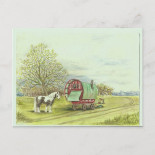 Carte Postale Chariot tzigane et cheval jour de printemps