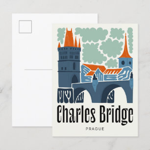 Carte Postale Charles Bridge Prague Tchèque Voyage abstrait flor