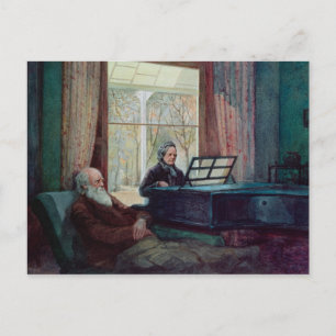 Carte Postale Charles Darwin et sa femme au piano