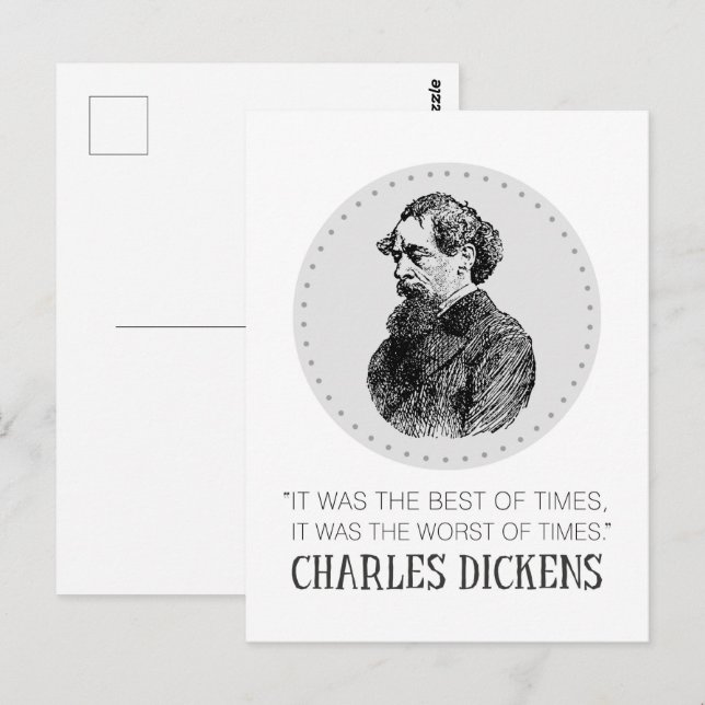 Carte Postale Charles Dickens Portrait et Citation (Devant / Derrière)