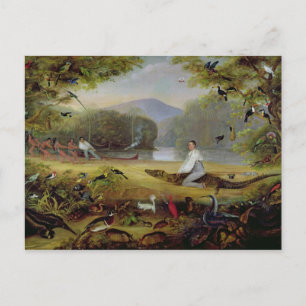 Carte Postale Charles Waterton capture un cayman, 1825-26