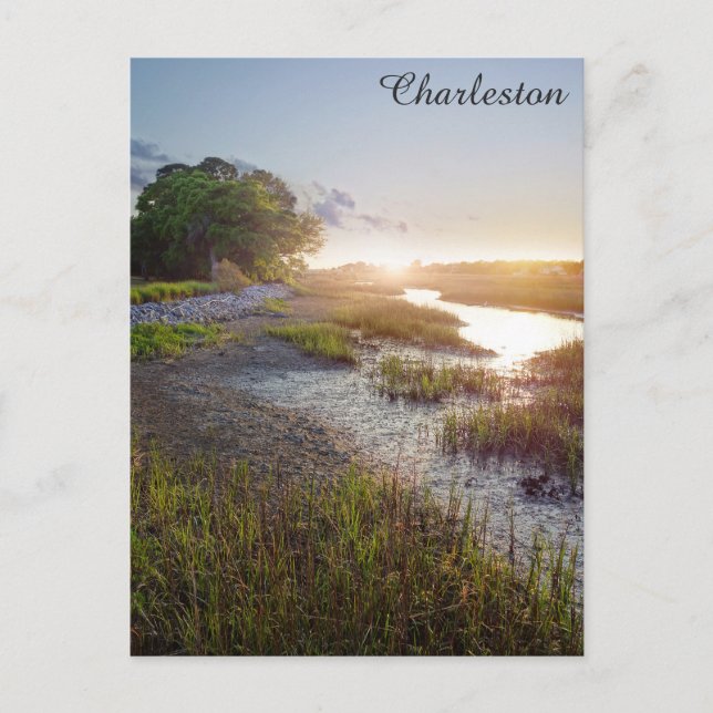 Carte Postale Charleston Caroline du Sud Basse Pays Coucher du s (Devant)