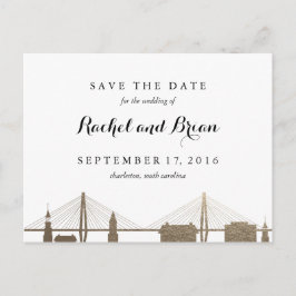 Carte postale Charleston Caroline du Sud Faux Gold