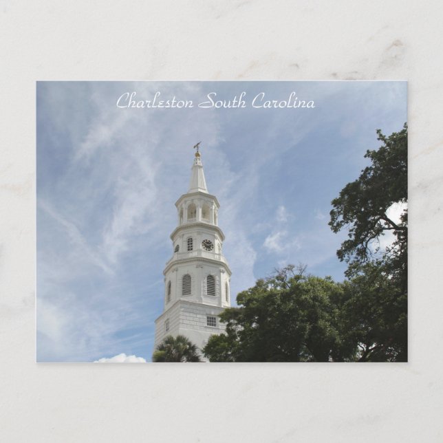 Carte Postale Charleston Caroline du Sud, Photographie de l'égli (Devant)