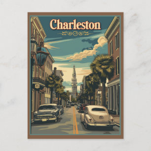 Carte Postale Charleston, Caroline du Sud Retro