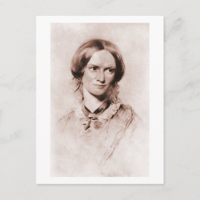 Carte Postale Charlotte Brontë sepia portrait par George Richmon (Devant)