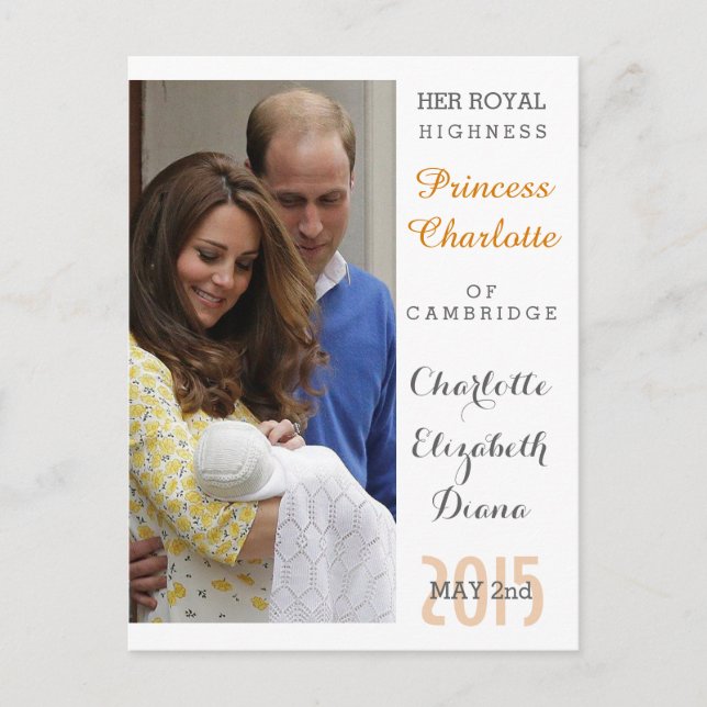 Carte Postale Charlotte Elizabeth Diana - Britannique Will Kate (Devant)