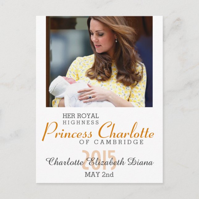Carte Postale Charlotte Elizabeth Diana - Britannique Will Kate (Devant)