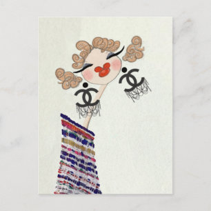 Carte Postale Charlotte est heureuse Art de mode Glam
