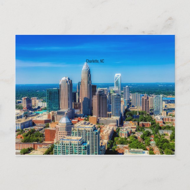 Carte Postale Charlotte, NC photo de la ligne aérienne (Devant)