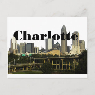 Carte Postale Charlotte NC Skyline avec Charlotte dans le ciel