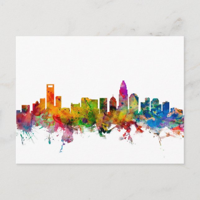 Carte Postale Charlotte North Carolina Skyline (Devant)