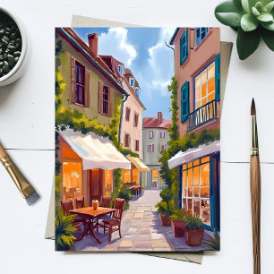 Carte Postale Charmant Café Européen Rue Cozy Village