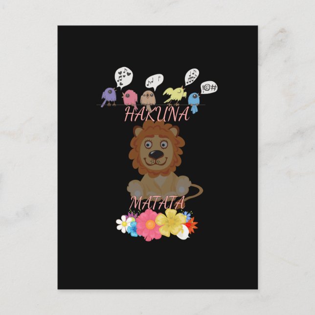 Carte Postale Charmant "Flora and Fauna Hakuna Matata" Lion bébé (Devant)