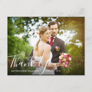 Carte Postale charmant script   mariage merci