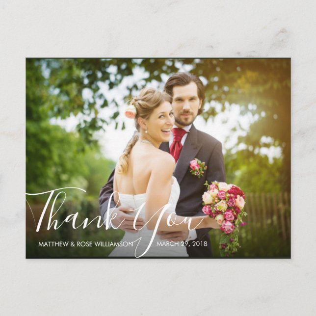 Carte Postale charmant script | Remerciements pour mariage (Devant)
