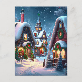 Carte Postale Charmant village de Noël enneigé