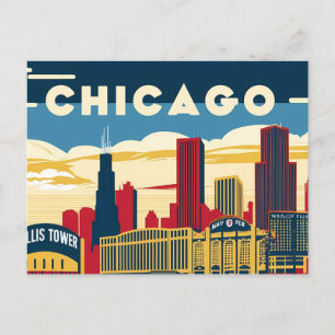Carte Postale Charme de Chicago : Un aperçu rétrospectif de la v