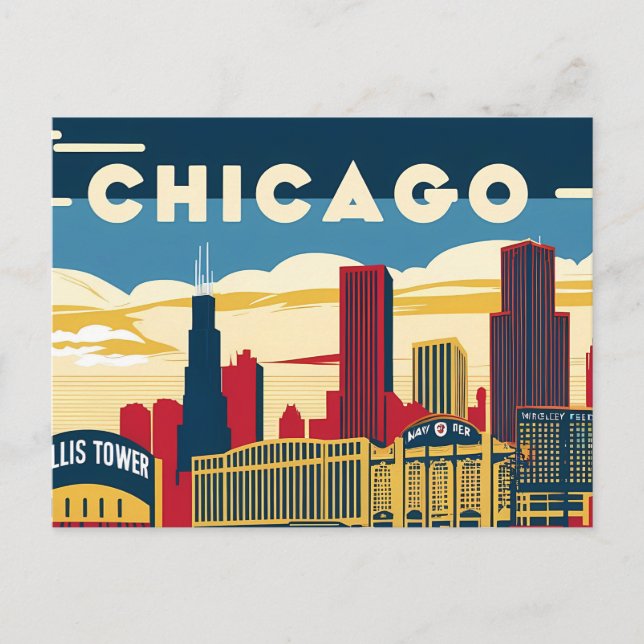 Carte Postale Charme de Chicago : Un aperçu rétrospectif de la v (Devant)
