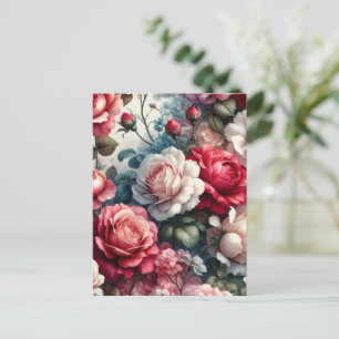 Carte Postale Charme Floral Rose intemporel
