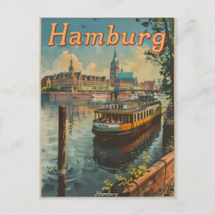 Carte Postale Charmes vintages de l'Alster Intérieur de Hambourg