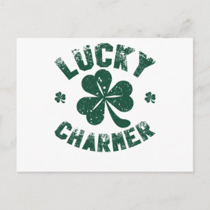 Carte Postale Charmeur Chanceux Trèfle Drôle de la Saint-Patrick