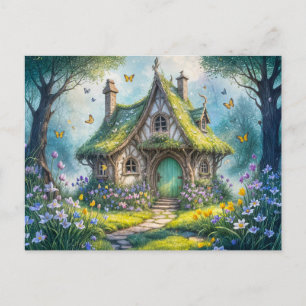 Carte Postale Charming Cottage avec Crocus Blooms