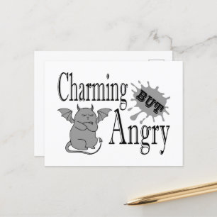 Carte Postale Charming mais en colère petit chat diable drôle ci