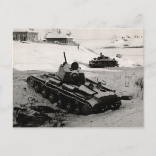Carte Postale Chars russes et allemands 2ème guerre mondiale