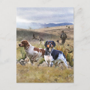 Carte Postale Chasse à la caille avec un Espagnol breton, Art