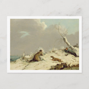 Carte Postale Chasse au canard en hiver (huile sur toile)