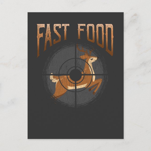 Carte Postale Chasse au Cerf Fast Food Forest Chasseur (Devant)