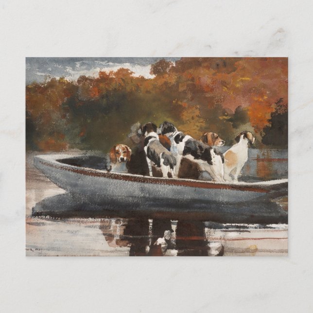 Carte Postale Chasse aux chiens en bateau par Winslow Homer (Devant)