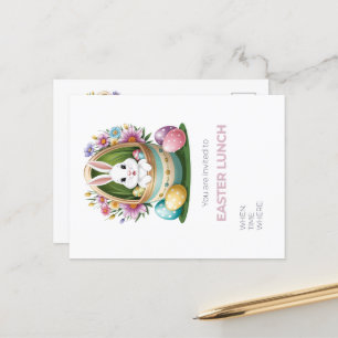 Carte Postale Chasse aux oeufs de Pâques : lapin