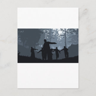 Carte Postale Chasse de zombi dans la forêt
